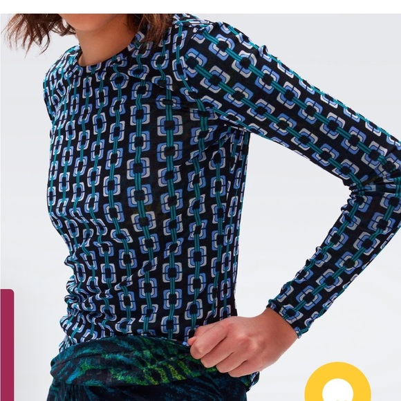 DVF Logan Reversible Mesh Top in Chain Geo Multi and Moire Tiger - Picture 4 of 9